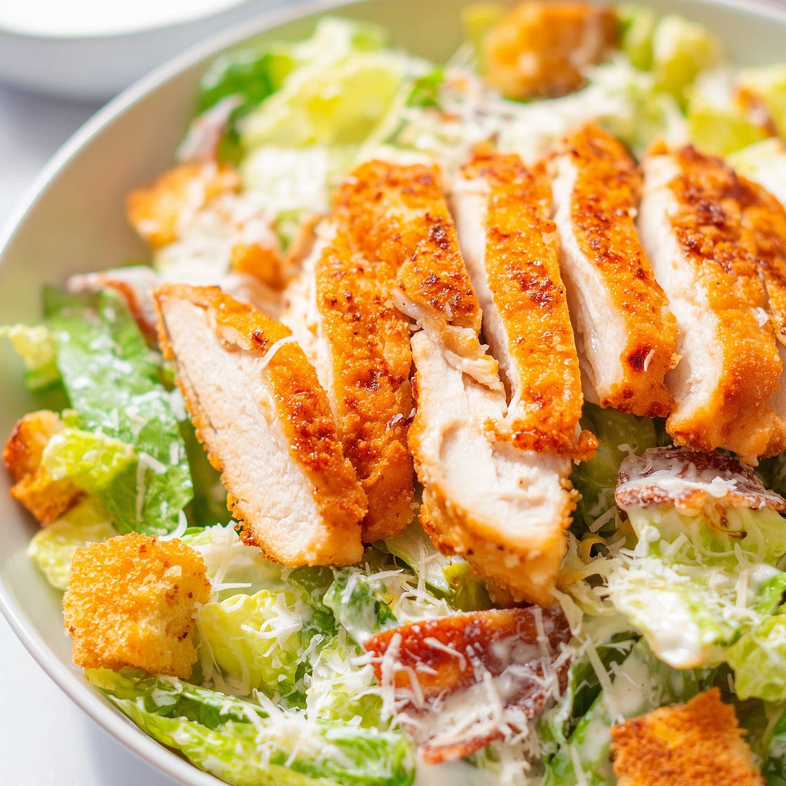 Cajun Air Fryer Crispy Chicken Caesar Salad