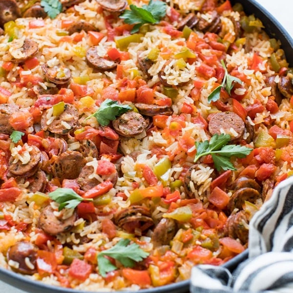 Sausage, Peppers and Rice Skillet