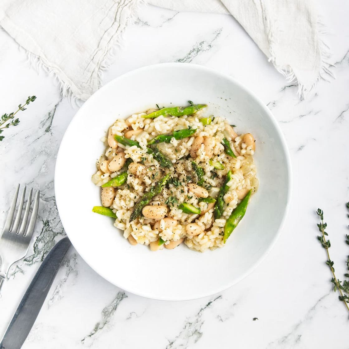 White Bean Risotto with Asparagus