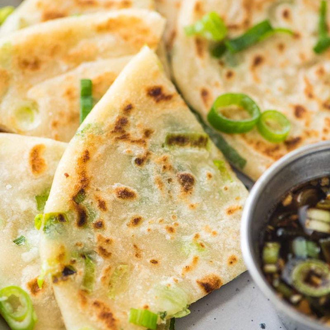 Scallion Pancakes with Dipping Sauce