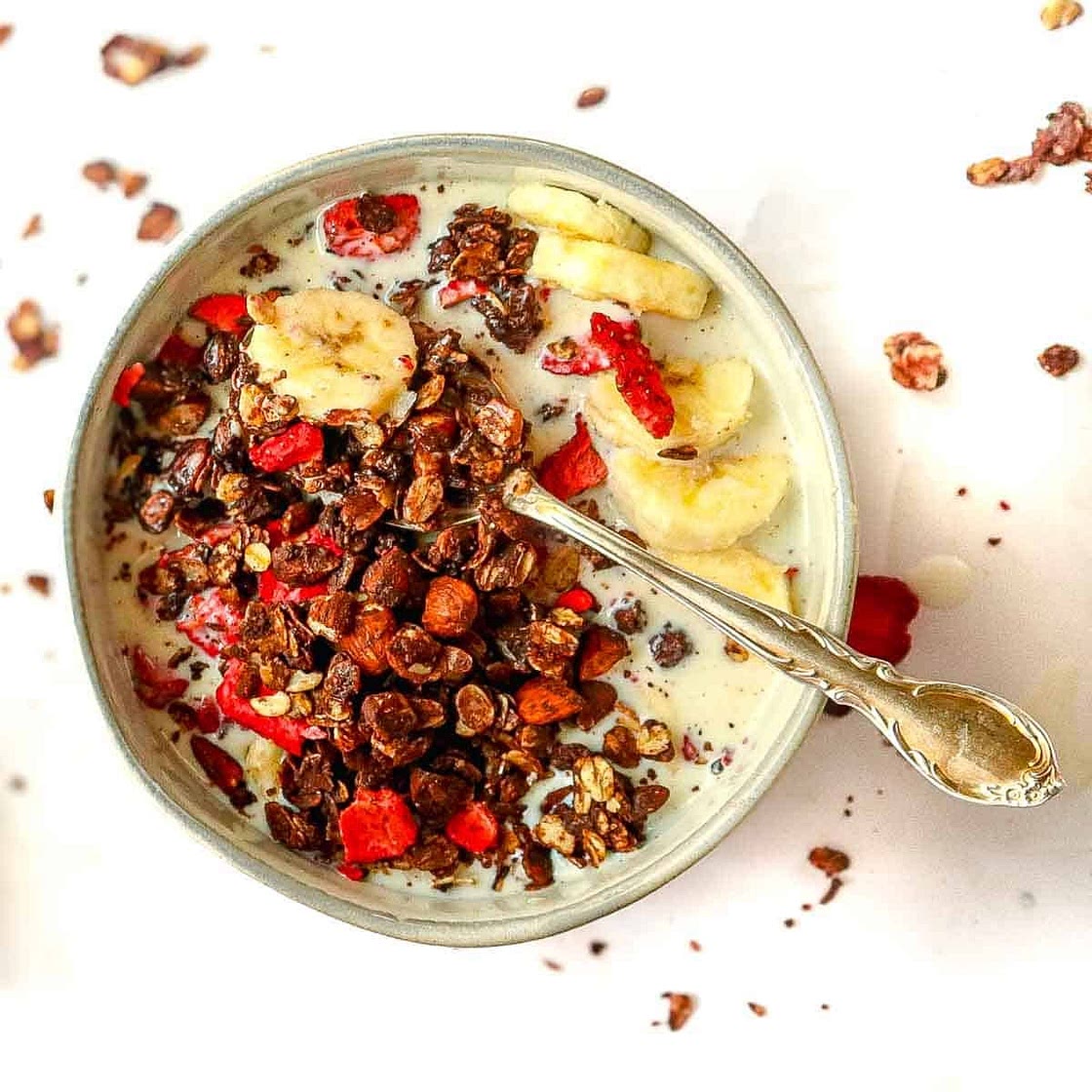 Dark Chocolate Granola Recipe with Dried Strawberries