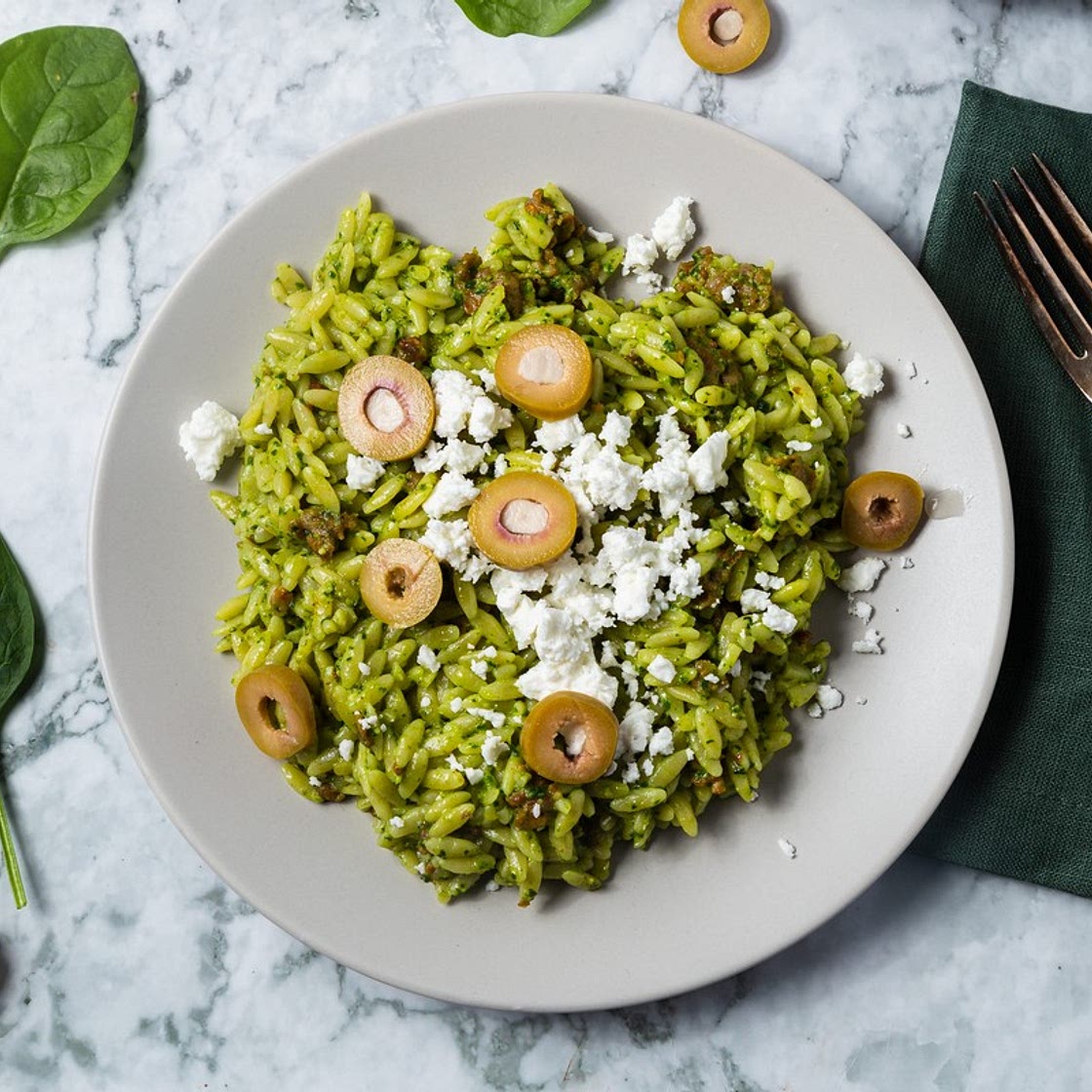 Orzo Pesto with Sausage