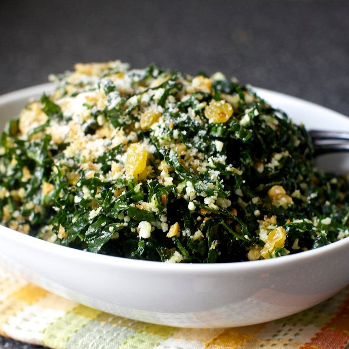 kale salad with pecorino and walnuts