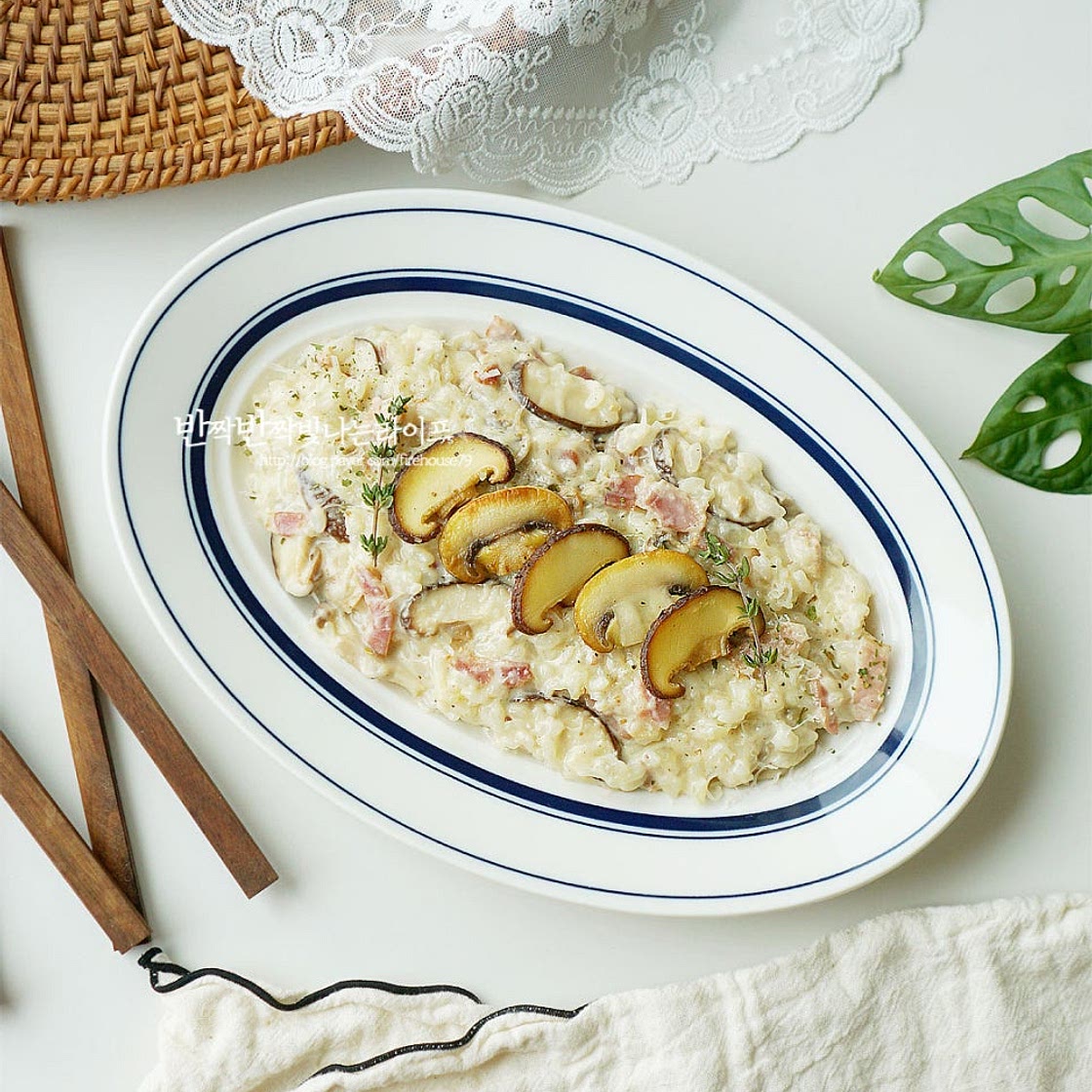 크림 리조또 만들기 베이컨 버섯 크림리조또 만드는법