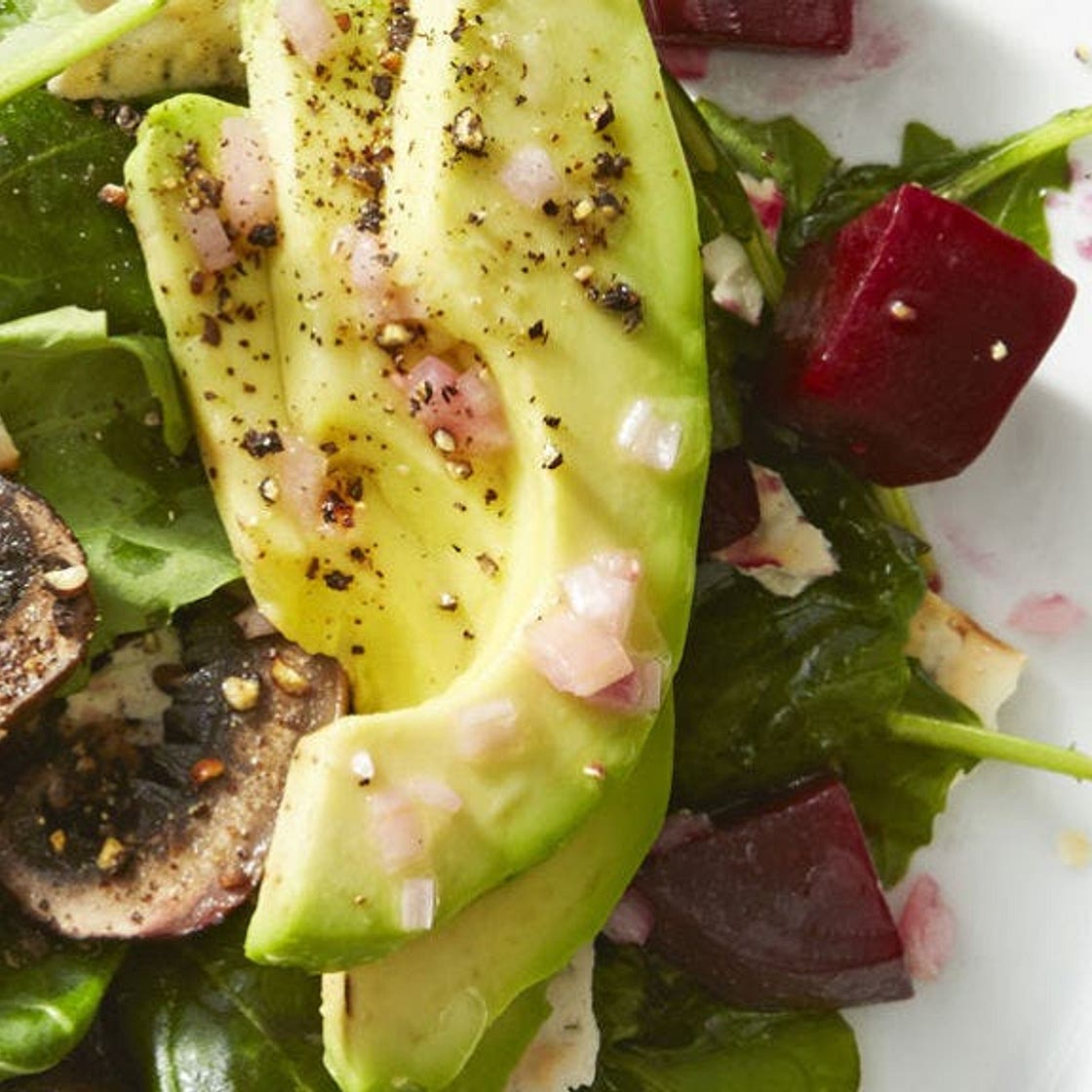 Beet, Mushroom and Avocado Salad