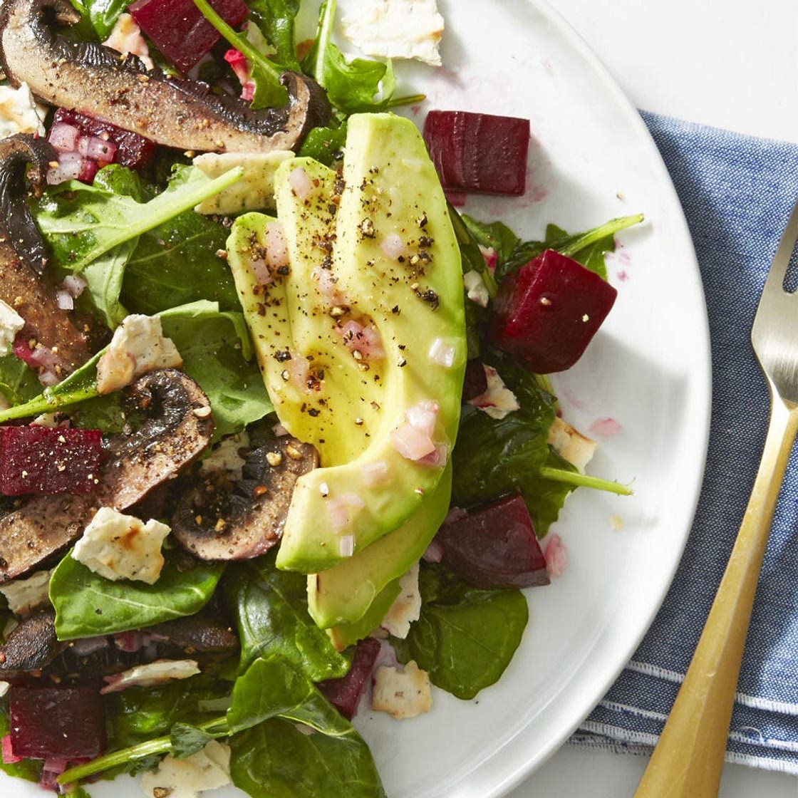 Beet, Mushroom and Avocado Salad