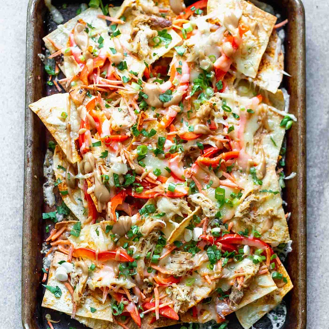 Peanut Thai Chicken Nachos
