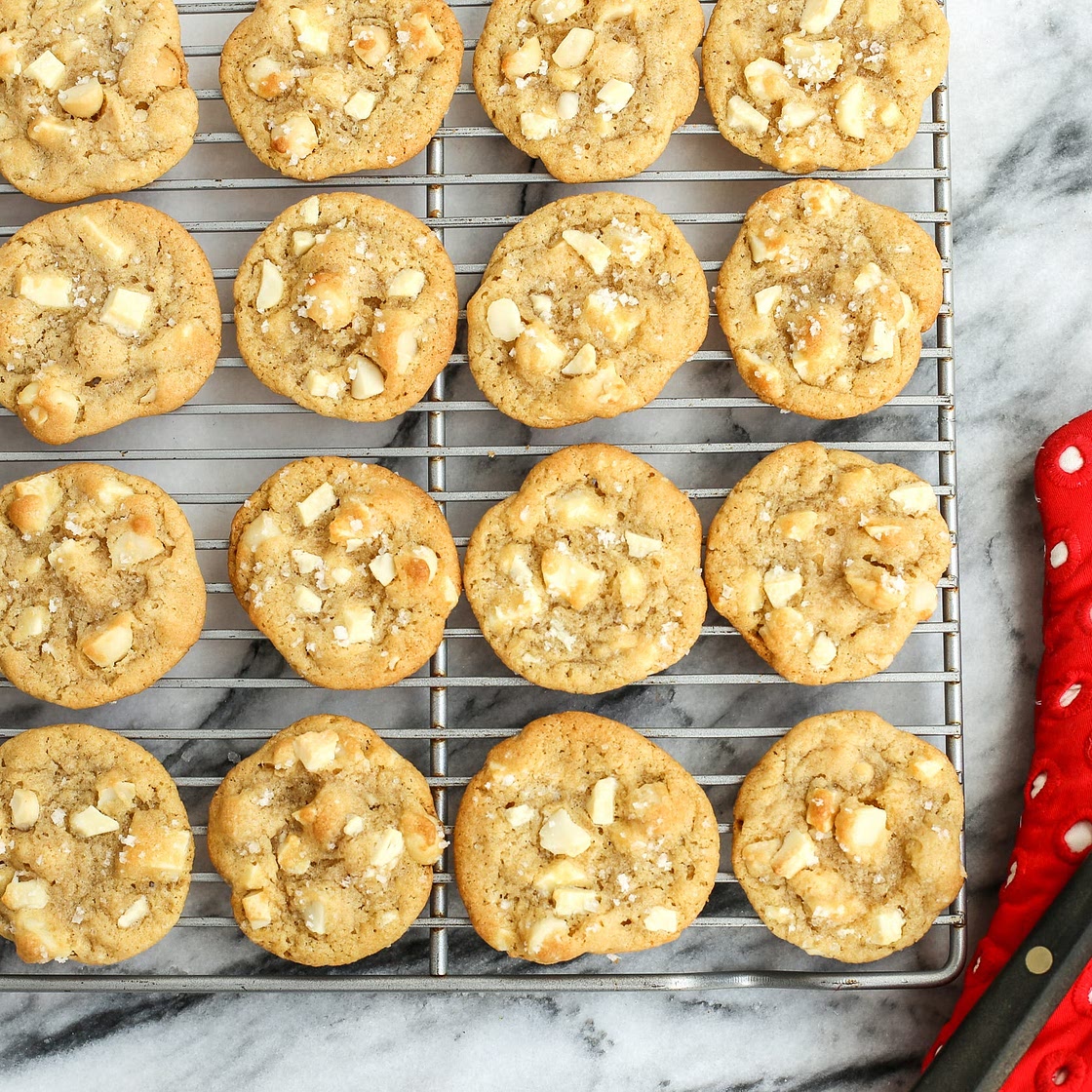 White Chocolate Macadamia Nut Cookies with Sea Salt