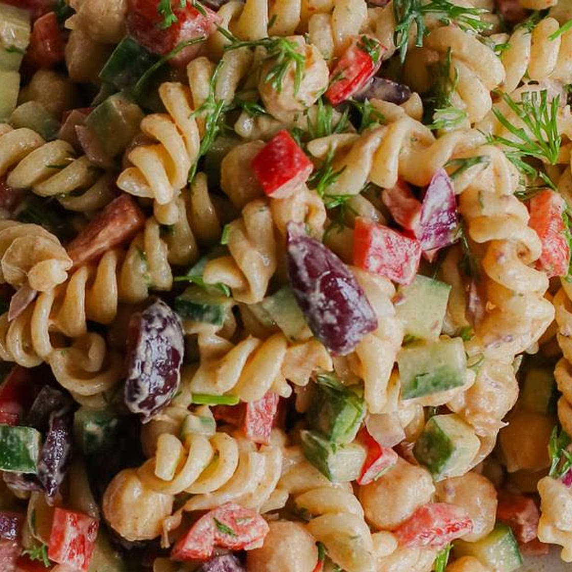 Dill Pasta Salad with a Tahini Dressing