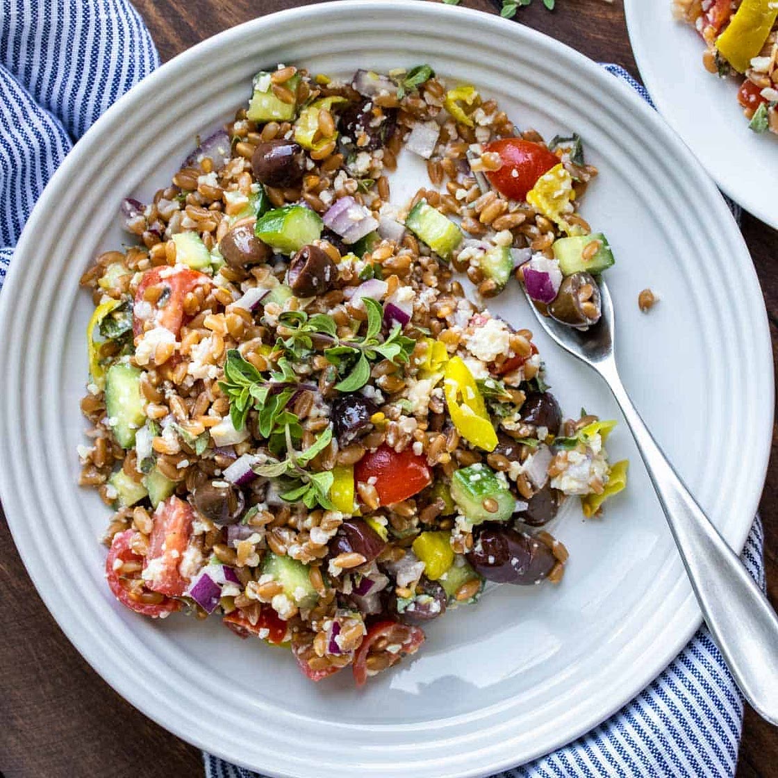 Greek Vegan Farro Salad