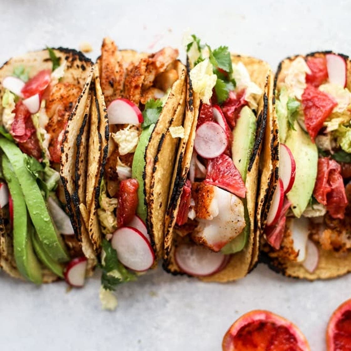 Cajun Fish Tacos with Blood Orange Slaw