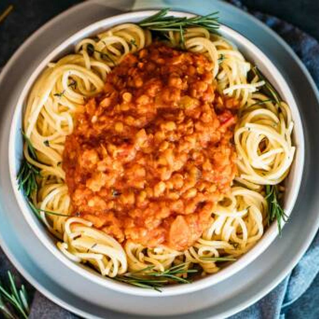 Spaghetti mit Linsenbolognese