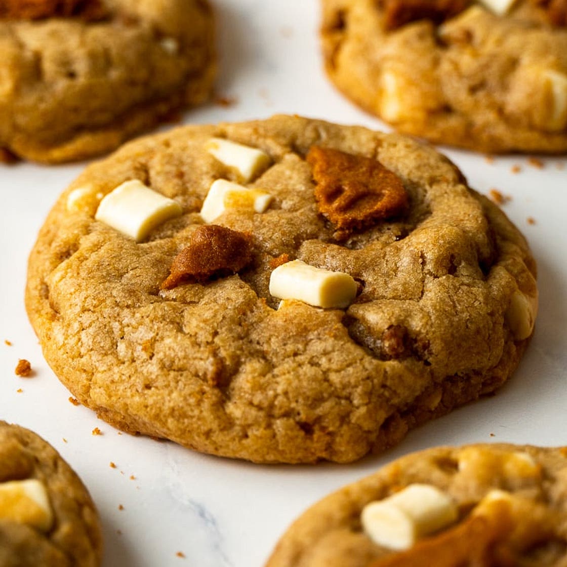 White Chocolate Chip Biscoff Cookies
