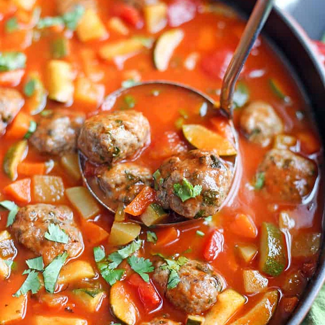 Paleo Whole30 Mexican Meatball Soup