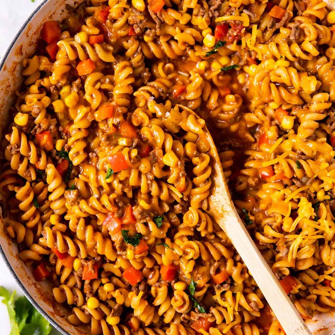 One Pot Cheesy Taco Pasta