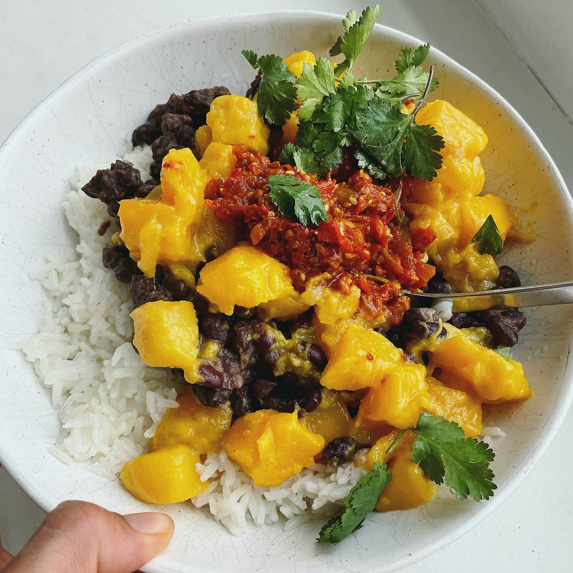 Black Beans and Mango on Coconut Rice