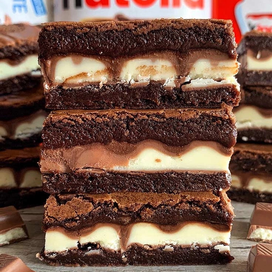 Kinder and Nutella Stuffed Brownies