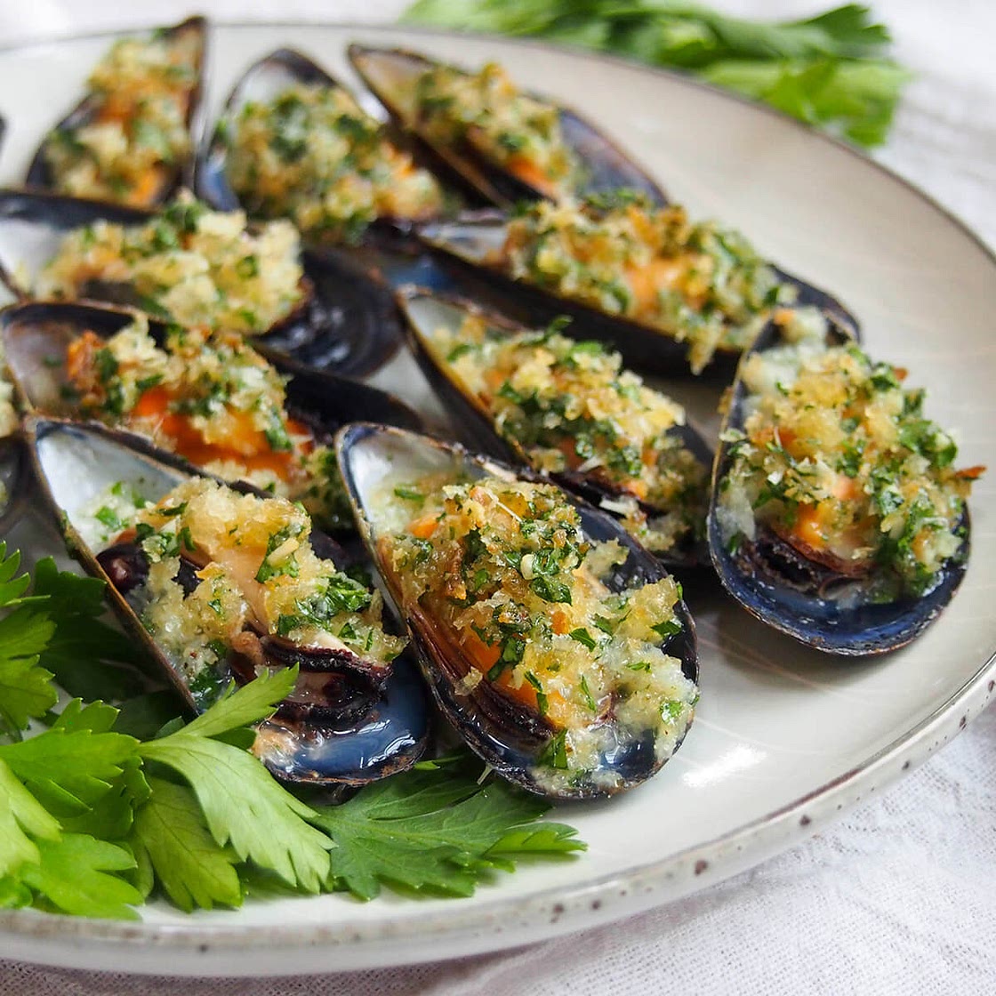 Baked mussels