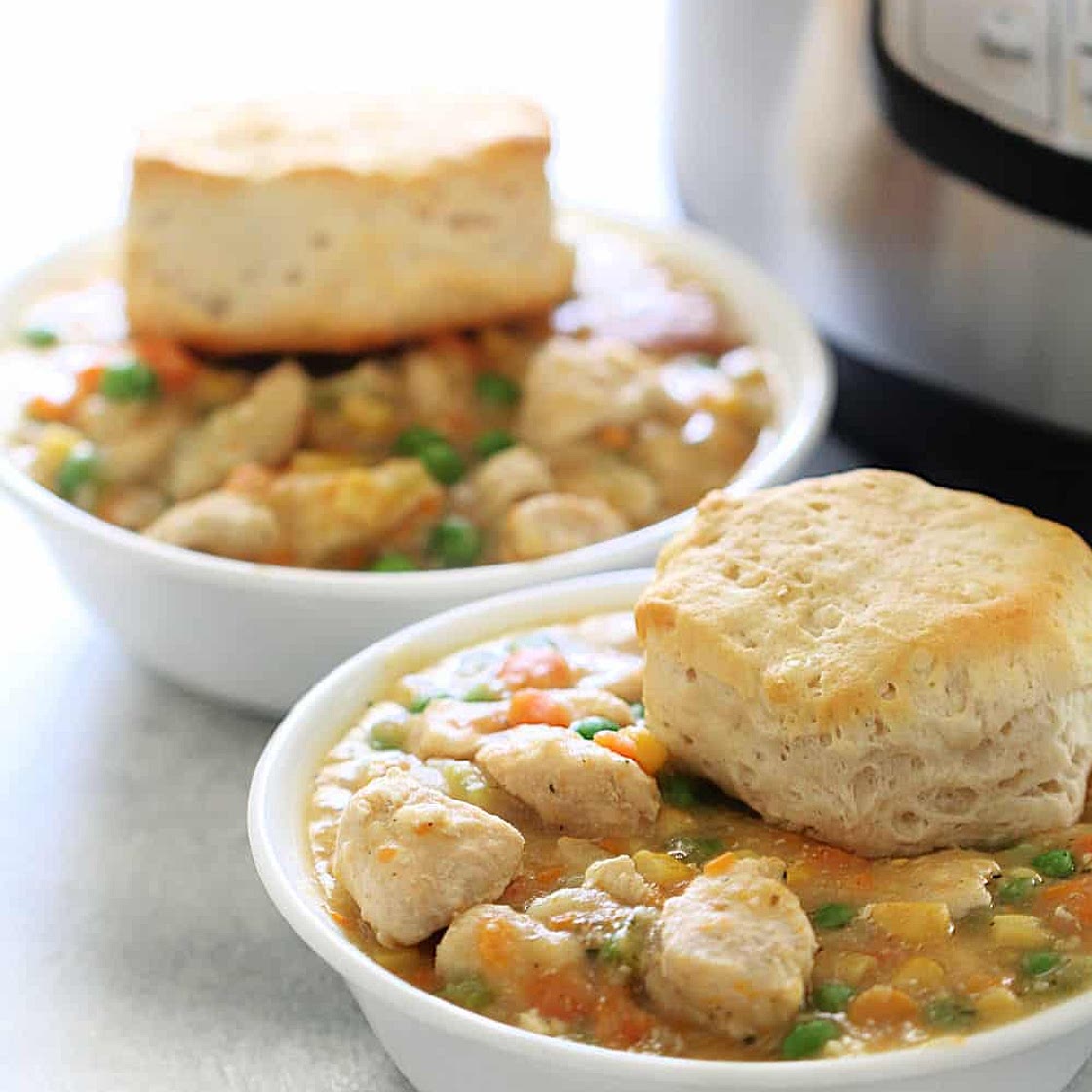 Instant Pot Chicken Pot Pie and Biscuits Recipe