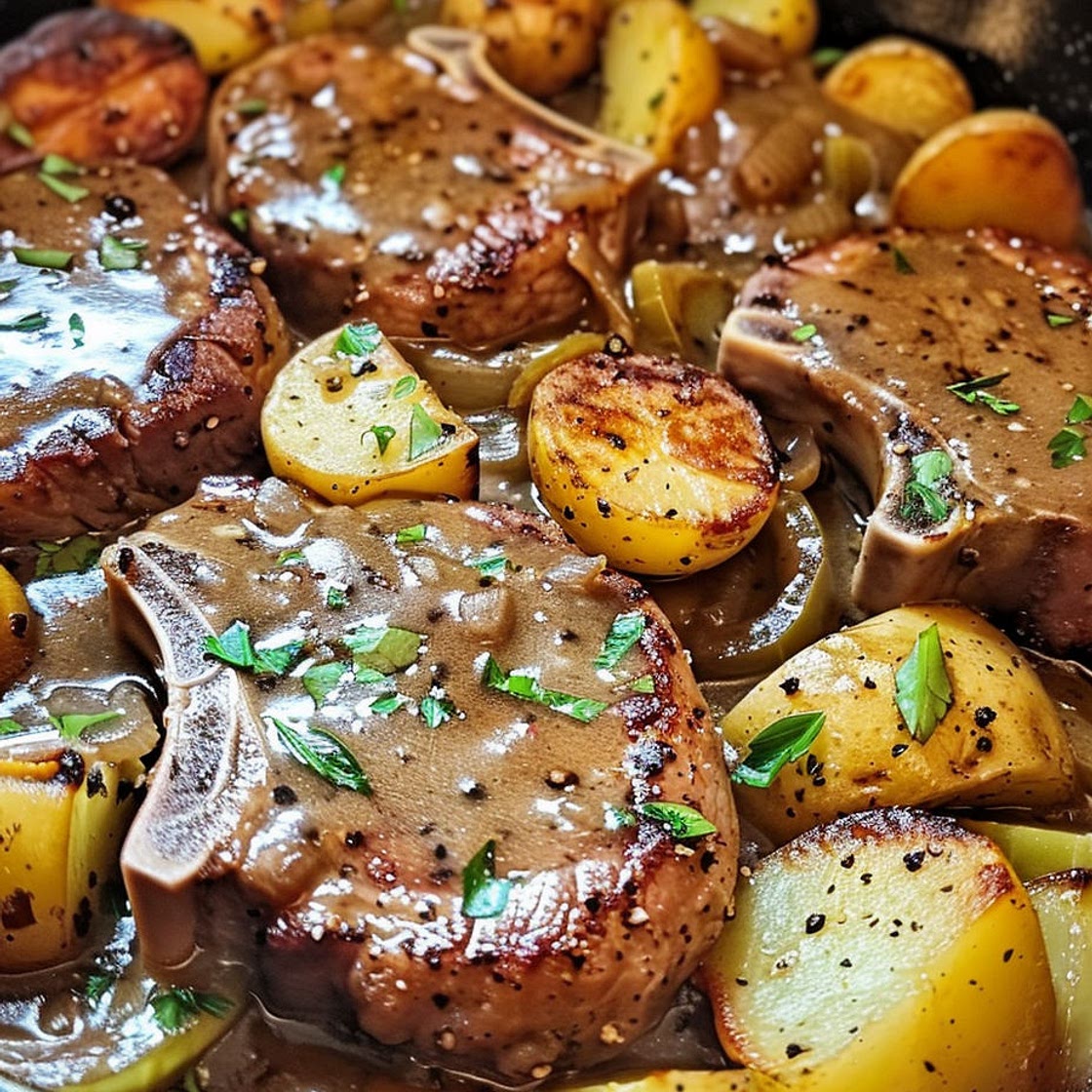Cozy One-Pan Smothered Pork and Potatoes