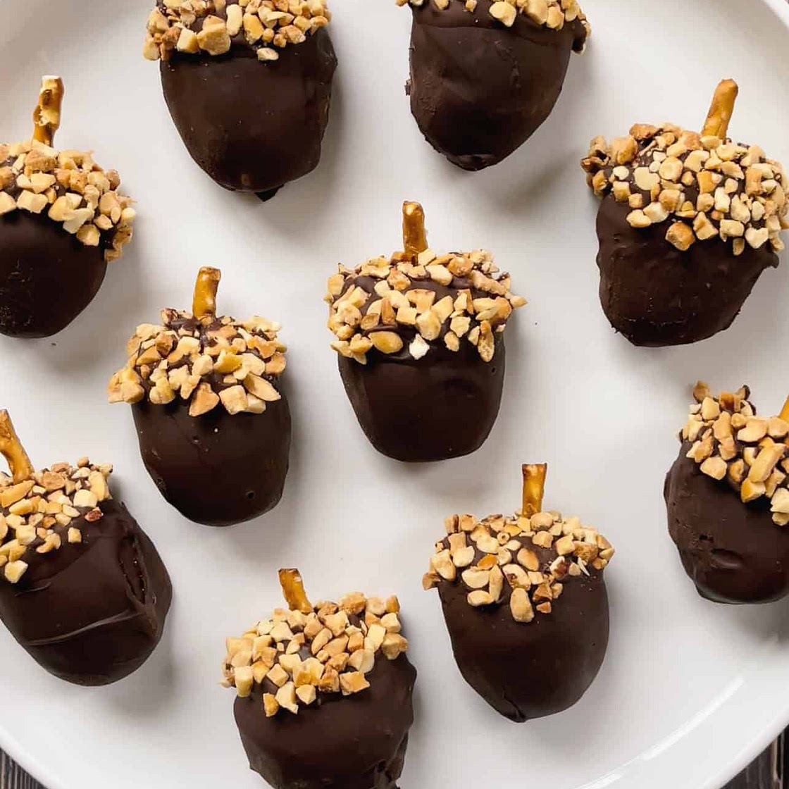 Chocolate Peanut Butter Buckeyes Acorn Truffles