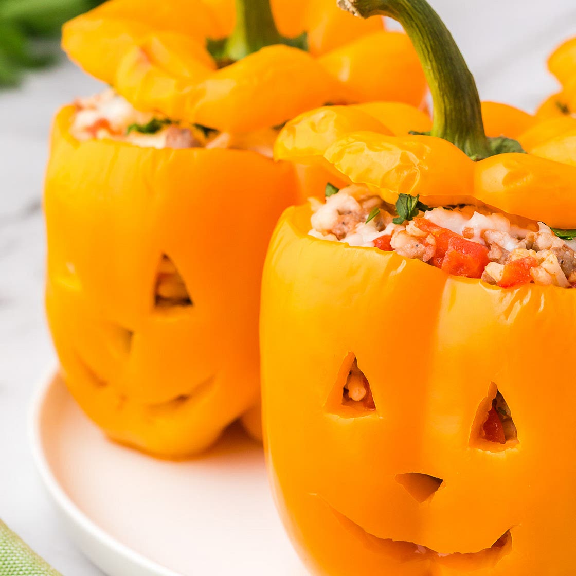 Jack O Lantern Stuffed Peppers
