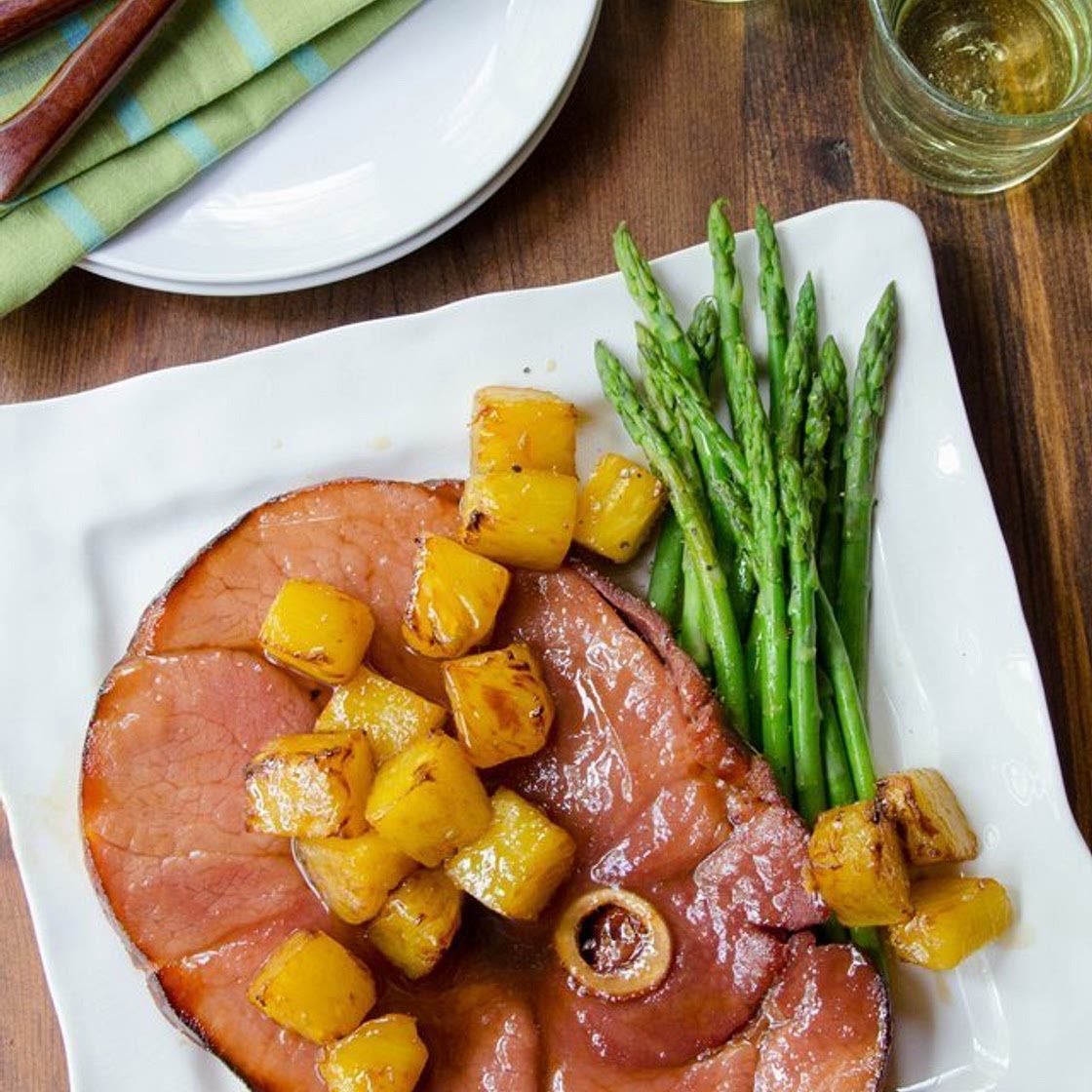 Ham Steak with Fried Pineapple and Brown Sugar Glaze