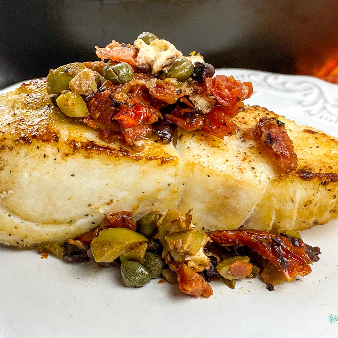 Mediterranean White Fish with Sun-Dried Tomato Tapenade