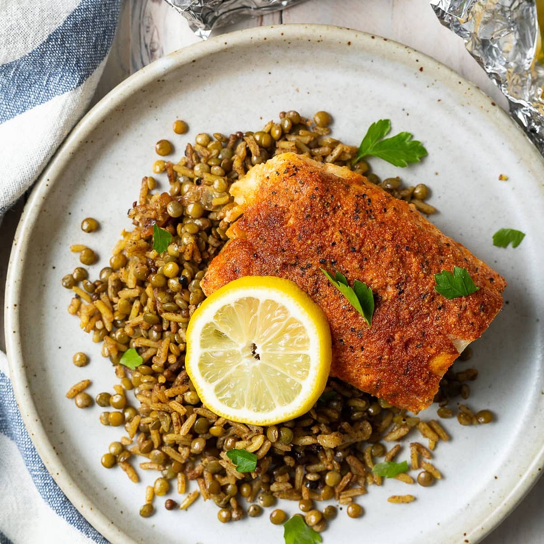 Lemon Pepper Grilled Cod in Foil