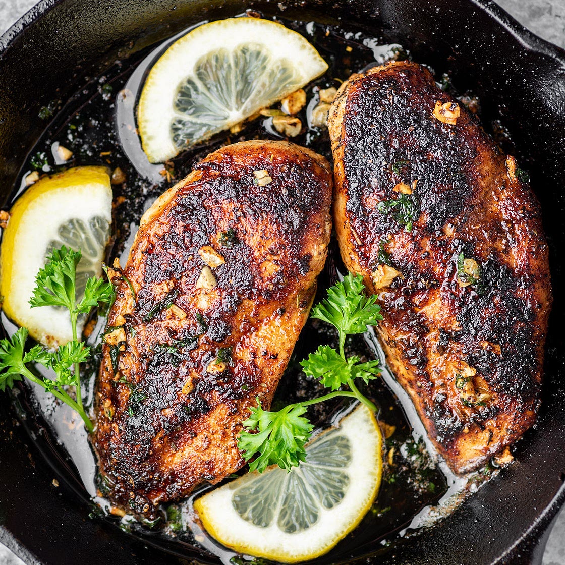 Blackened Chicken Breasts with Garlic Lemon Butter