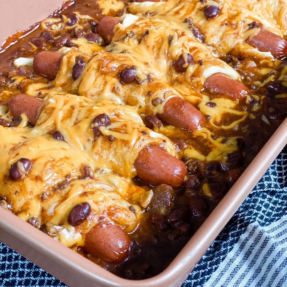 Skinny Chili Cheese Dog Casserole