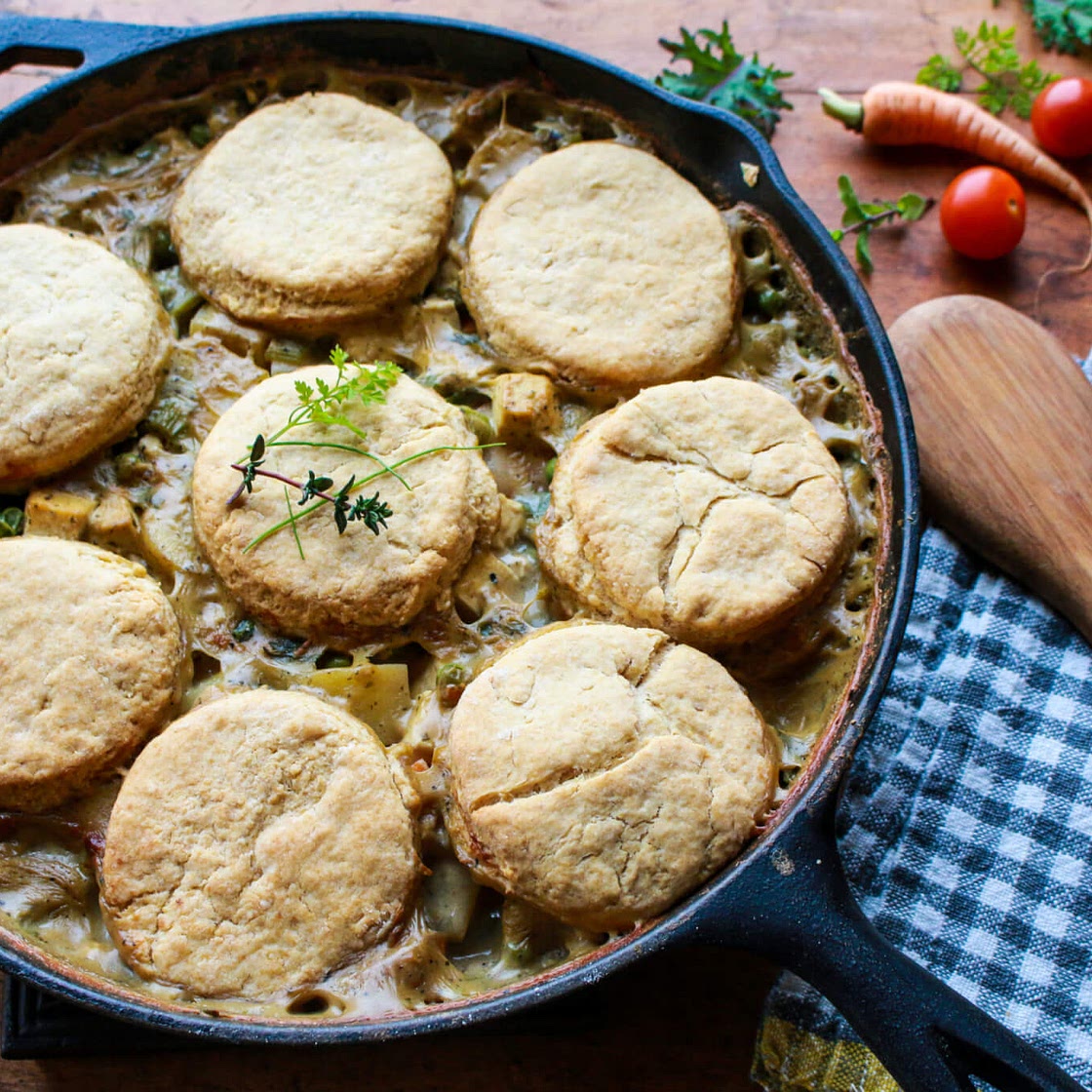 Vegetable Pot Pie with Whole Wheat Biscuit Topping