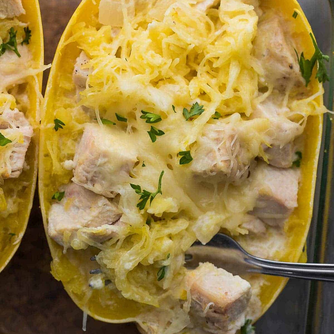 Lemon Chicken Spaghetti Squash (Prep Ahead)
