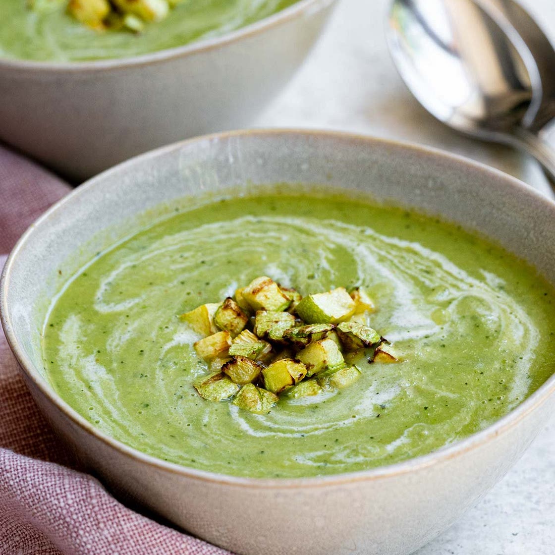 Zucchini, Pea, and Basil Soup