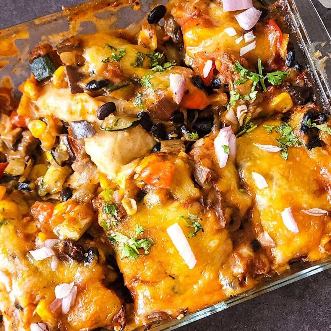 Vegetable enchilada casserole