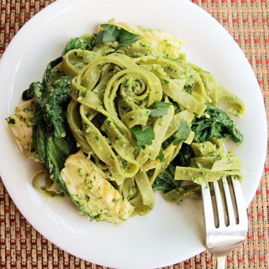 Chicken with Spinach Tagliatelle and Parsley Pesto Recipe