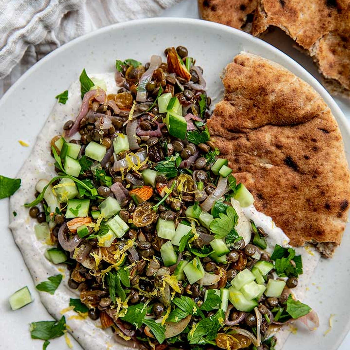 Summer Lentil Salad with Sumac Yogurt Sauce