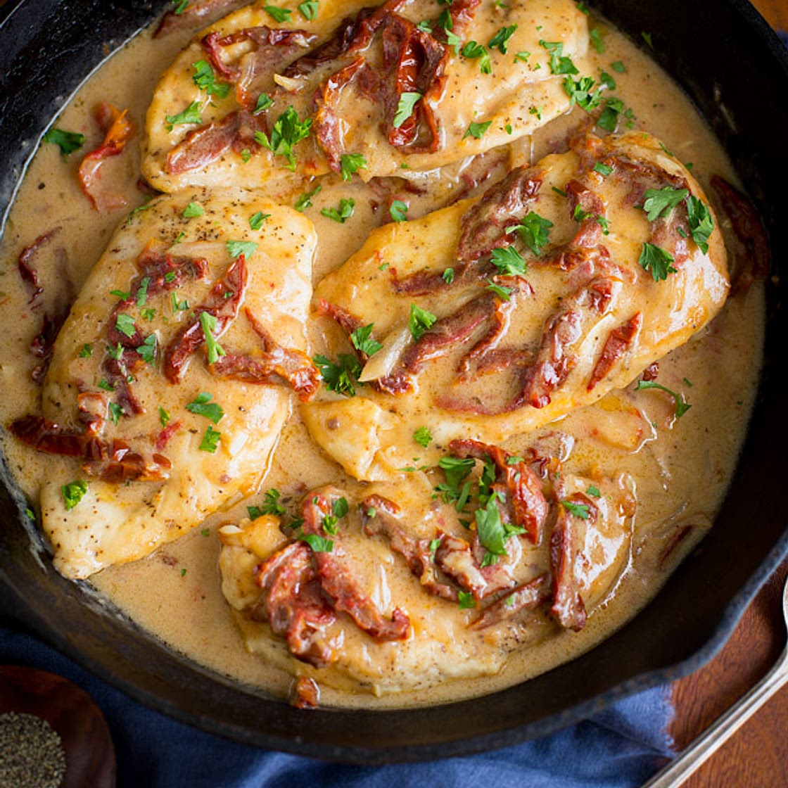 Chicken and Sun-Dried Tomatoes in Creamy Madeira Sauce