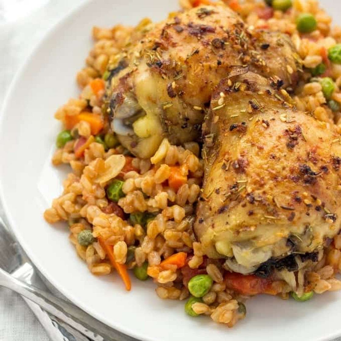 Herbed Chicken With Farro Risotto