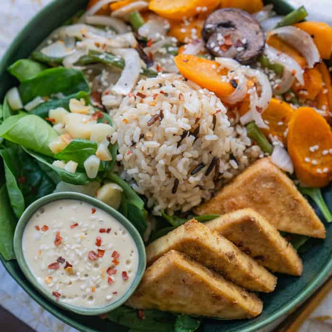 One-Pan Tofu Veggie Bowl