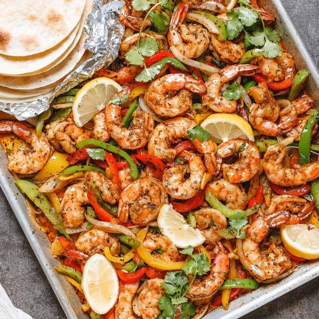 Sheet Pan Shrimp Fajitas