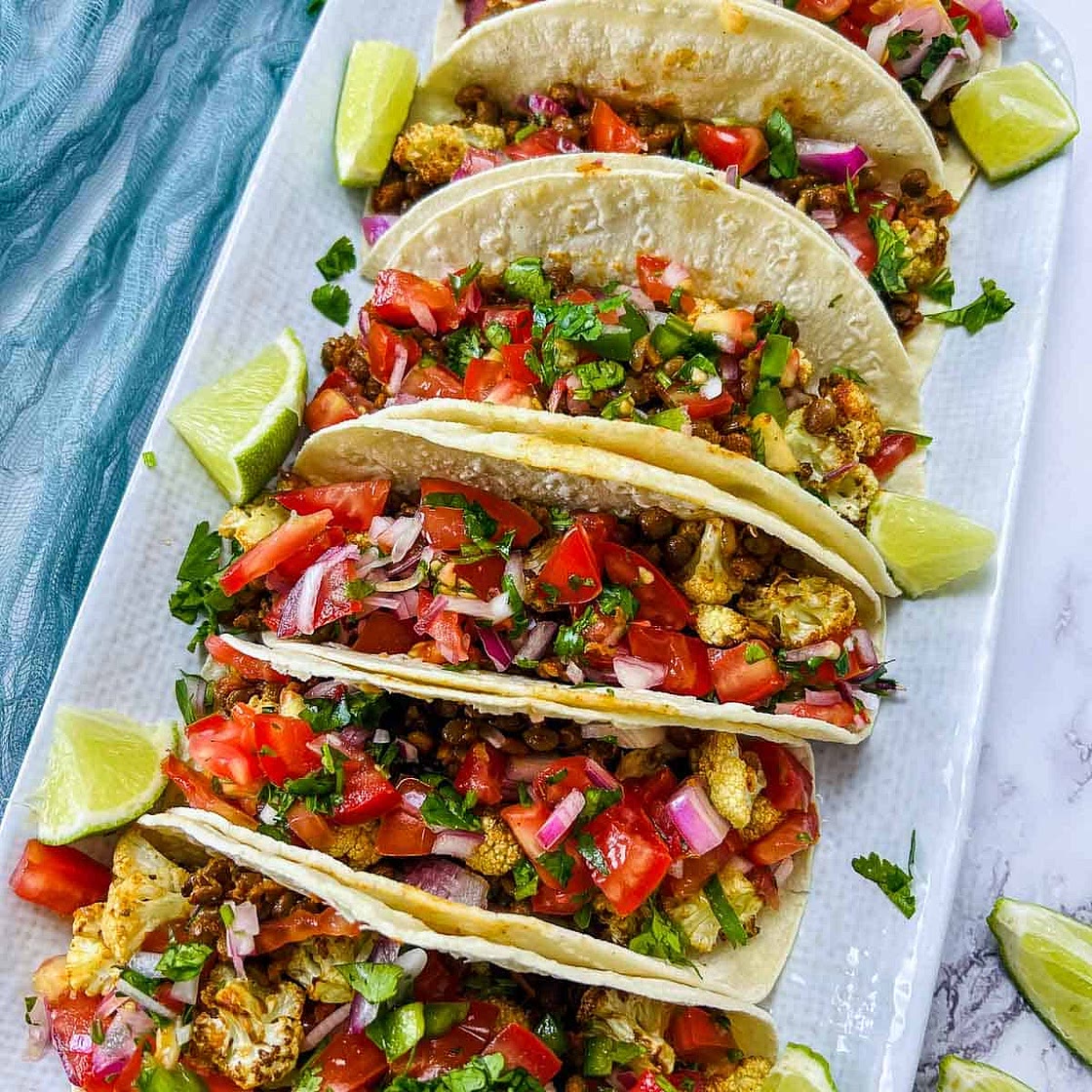 Roasted Cauliflower and Lentil Tacos