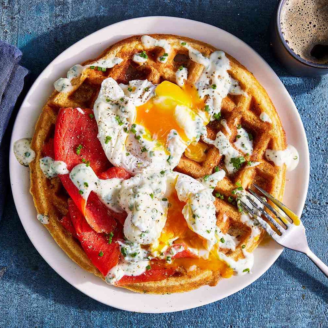 Basil-and-Corn Cornmeal Waffles