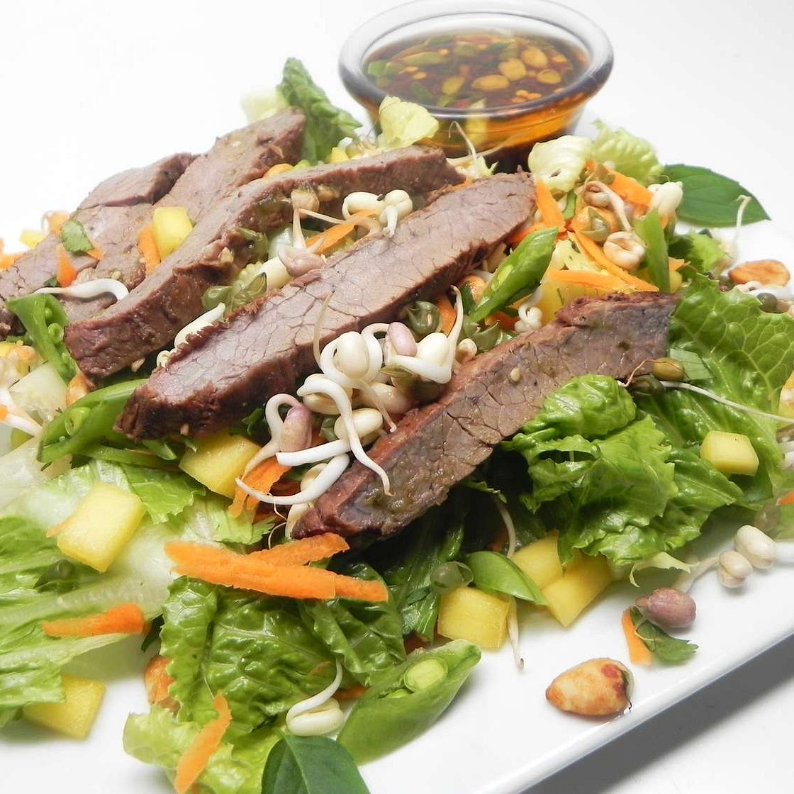 Flank Steak on Thai Mango Salad