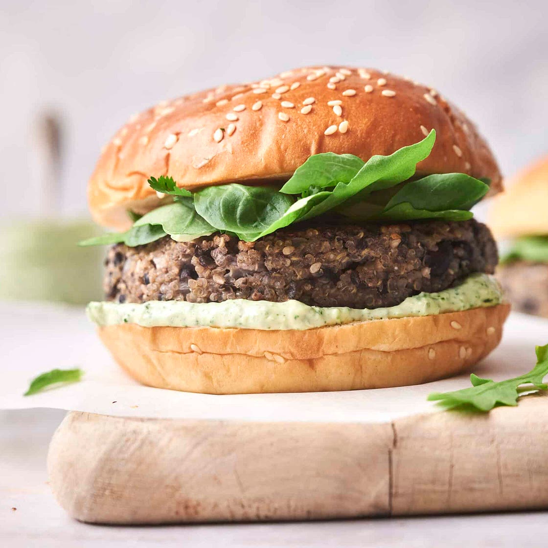 Veggie burgers with cilantro mayo