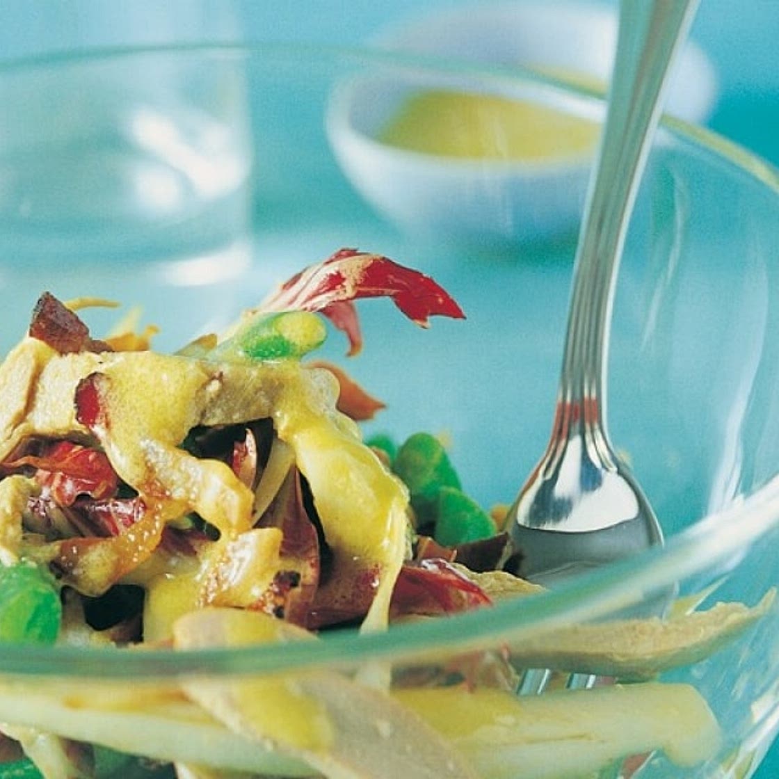Insalata di fagiolini, radicchio, indivia e tacchino arrosto