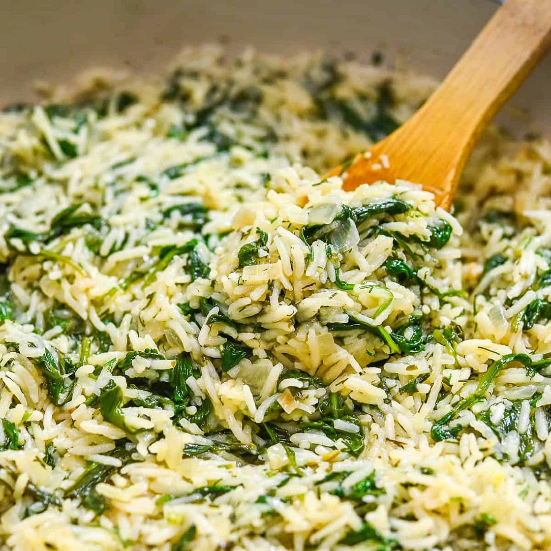 Spanakorizo - Greek Spinach Rice