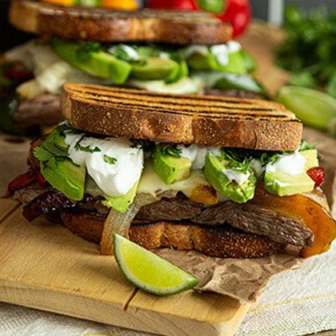 Sirloin Steak Fajita Grilled Cheese Sandwich