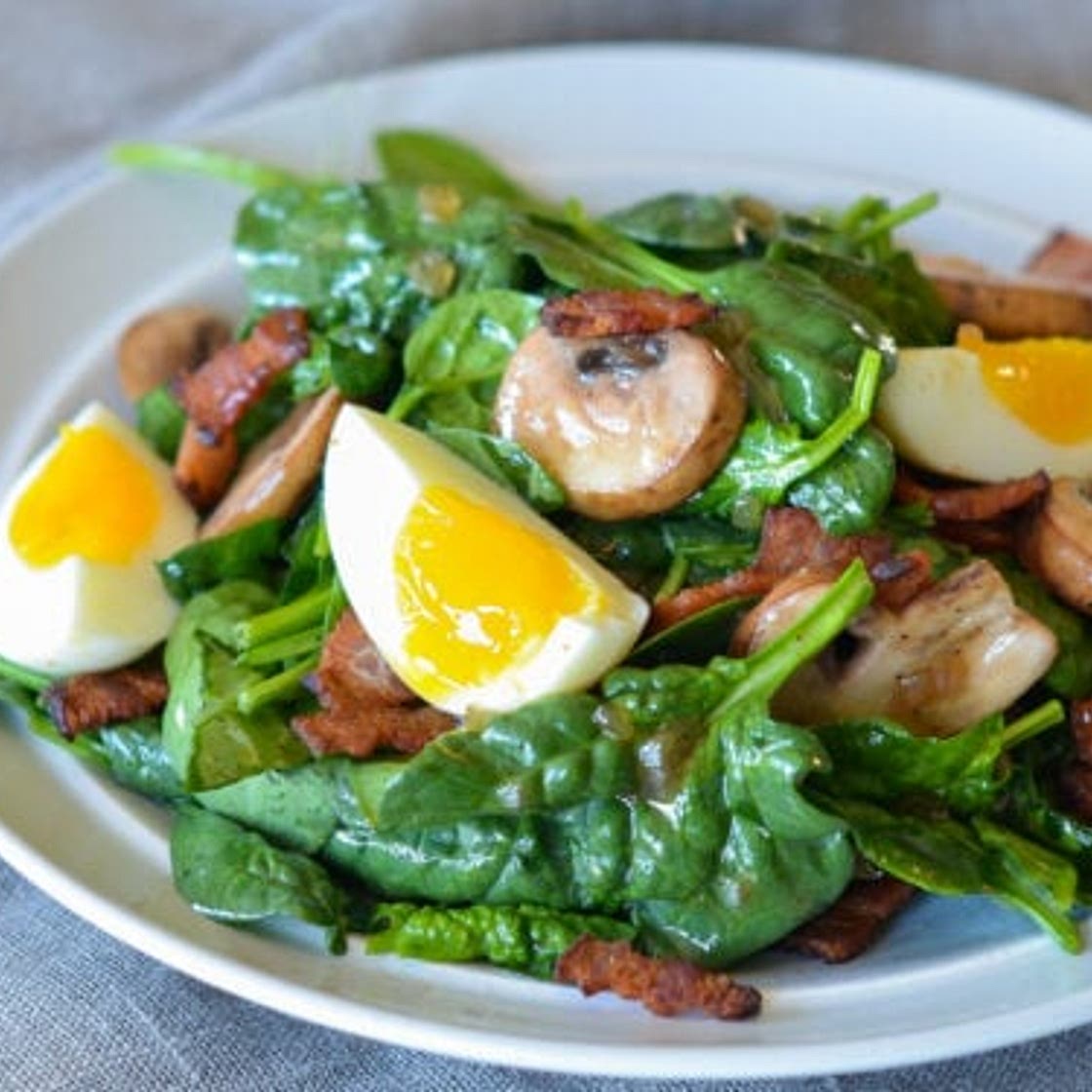 Spinach Salad with Warm Bacon Dressing