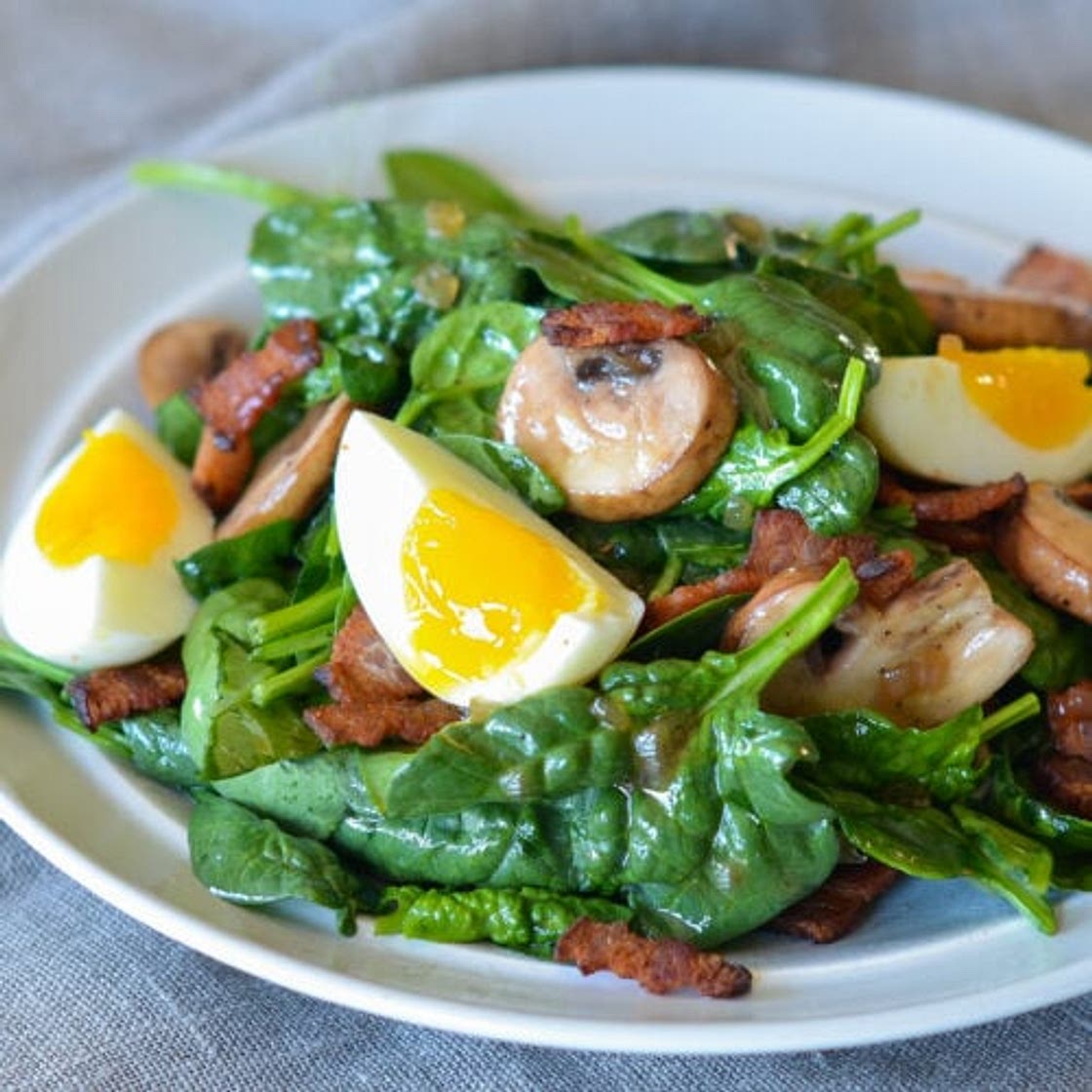 Spinach Salad with Warm Bacon Dressing